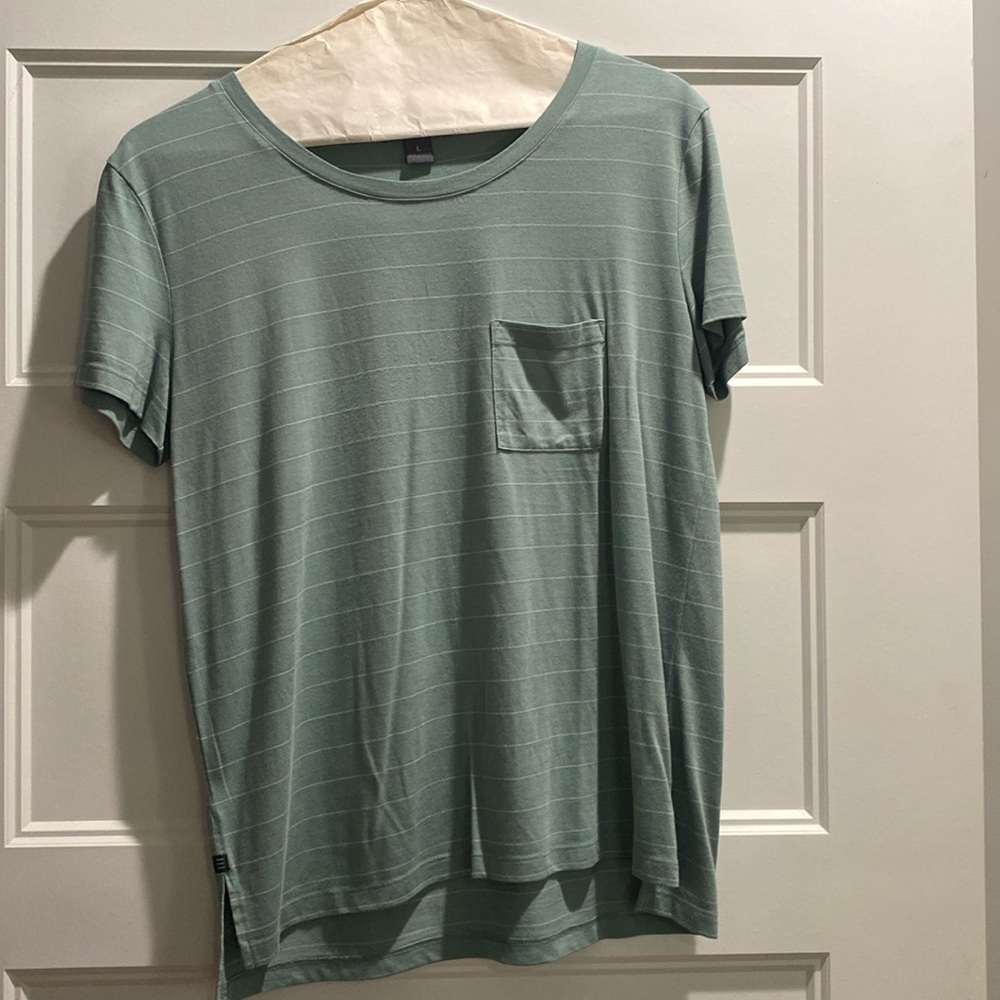 𝅺free Fly Teal Striped T-Shirt, L